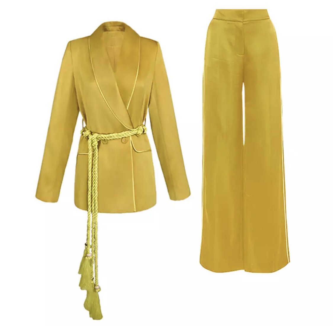 New York Blazer Tie And Pants Yellow Sets