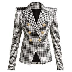 Houndstooth Gold Button Blazer