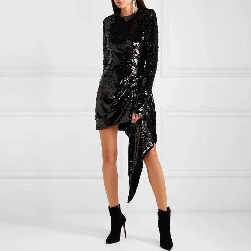 Adele Sequined Drape Dress