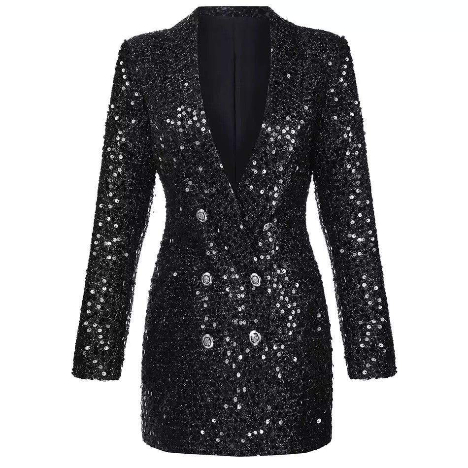 Black Sequined Adele Blazer Mini Dress