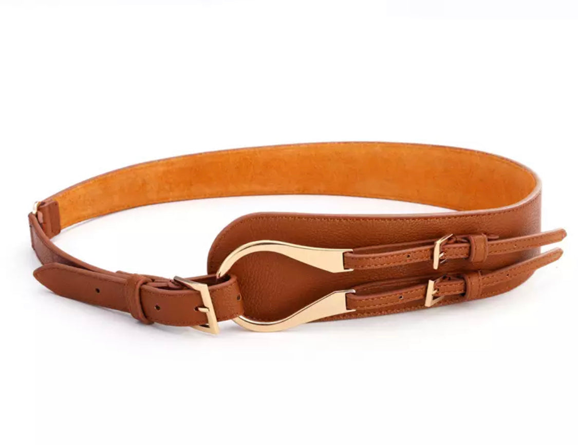 Liz Faux Leather Brown Belt