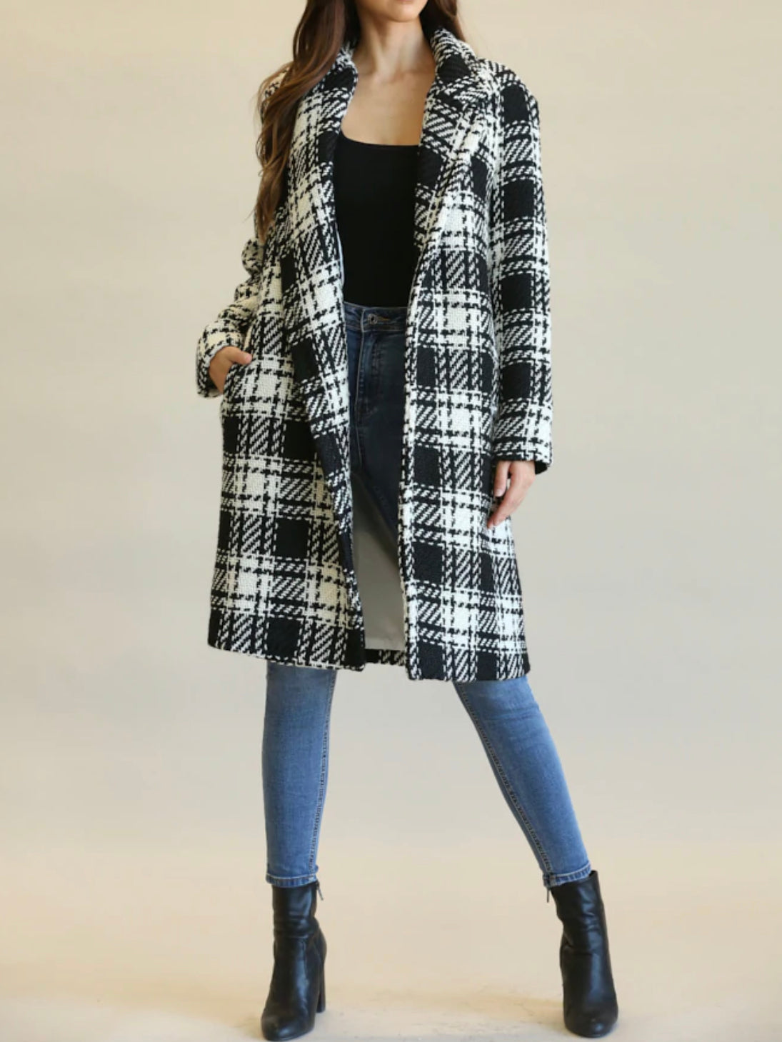 Plaid Black & White Coat