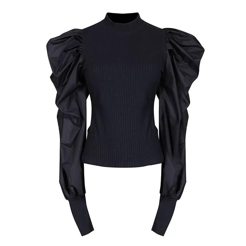 Turtleneck Puffs Sleeve Top