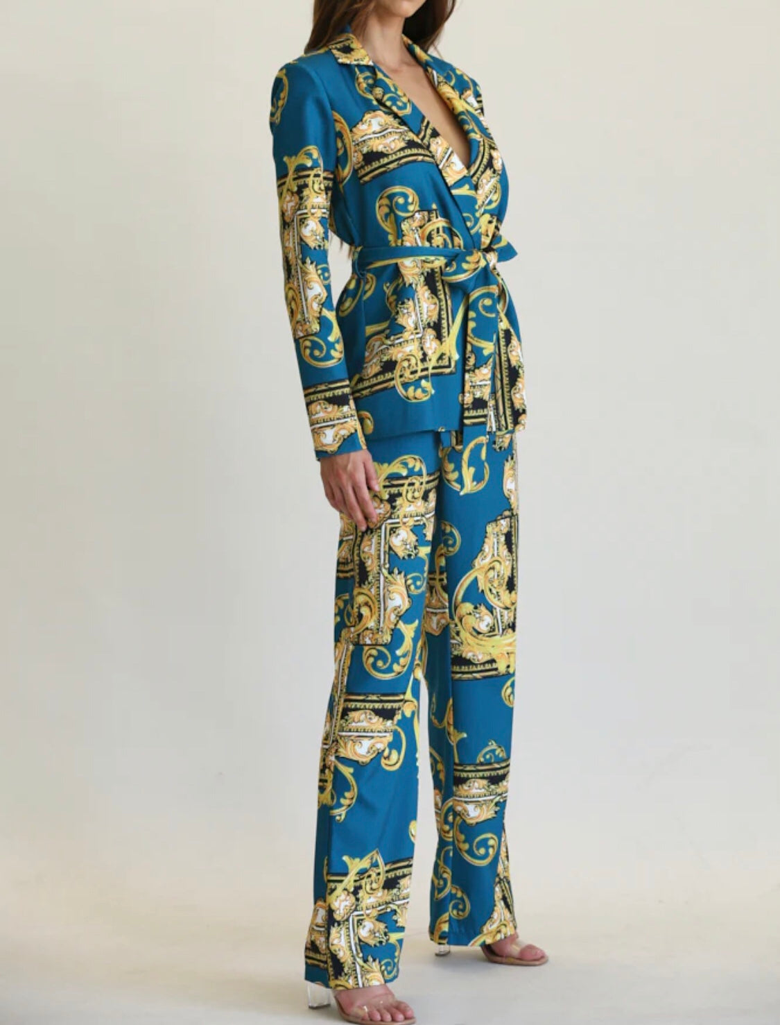 Baroque Print Blazer + Pant Set