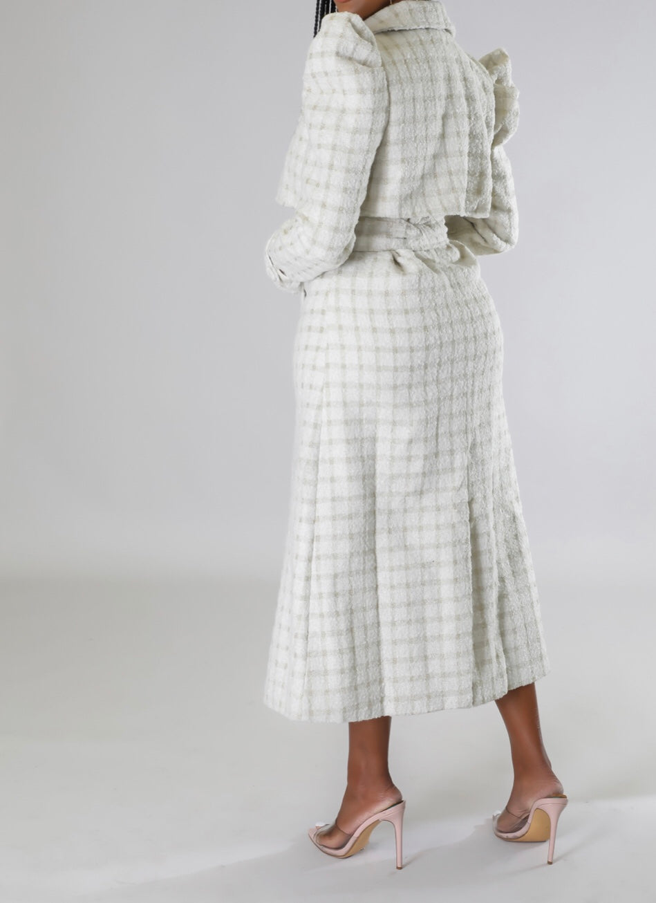 Puff Tweed Midi Dress Coat