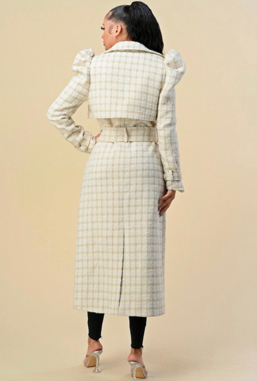 Puff Tweed Midi Dress Coat