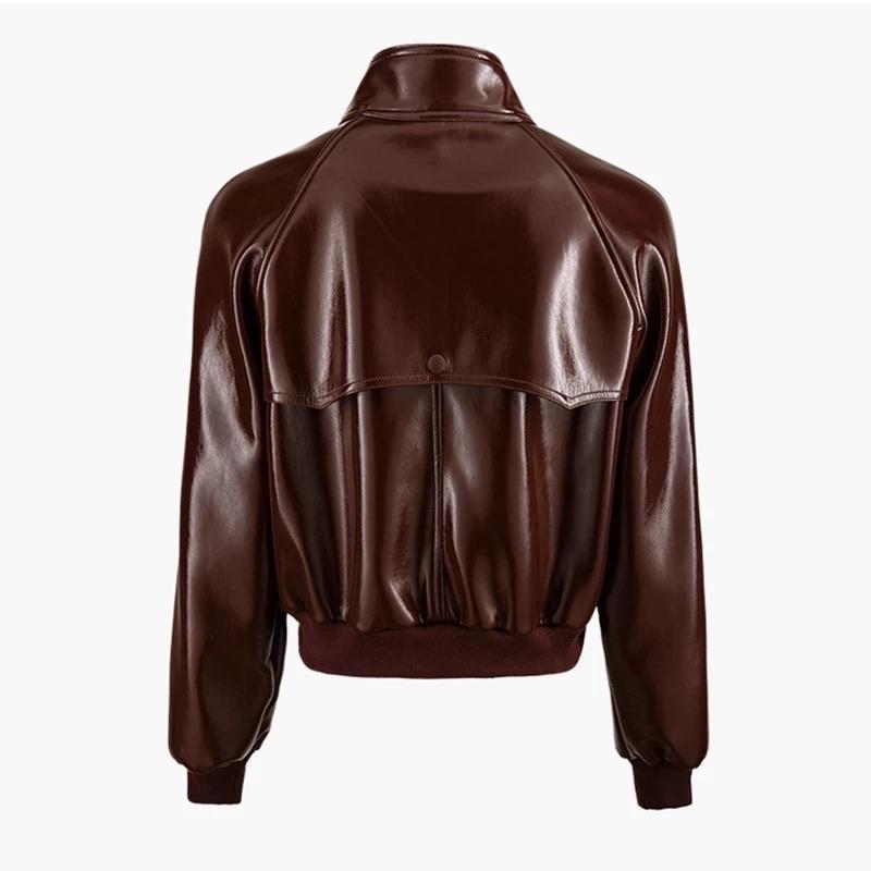 Brown Vegan Leather Tied Jacket