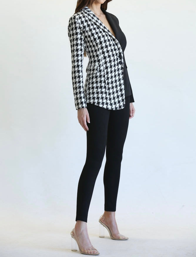 Houndstooth Tweed Two Tone Blazer