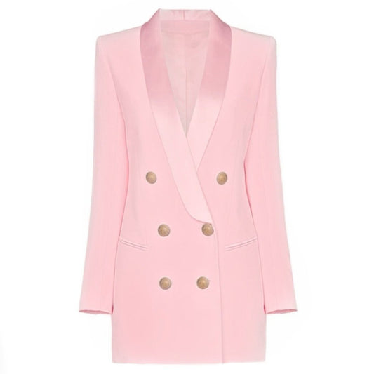 Satin Collar Blazer Dress