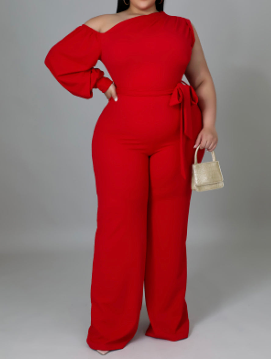 Red Curvy Jumpsuit Plus Size