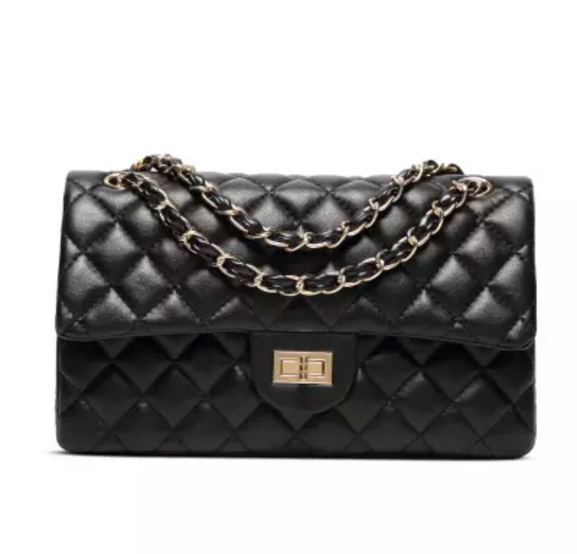 Reese Quilted Black Bag