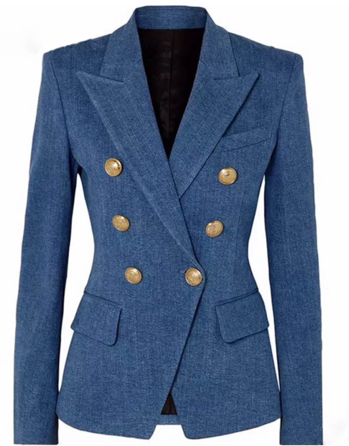 Denim Gold Button Blazer