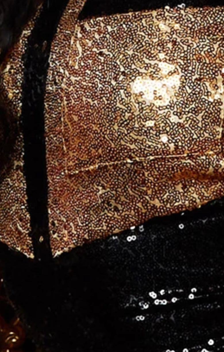 Gold & Black Sequin Mini Dress