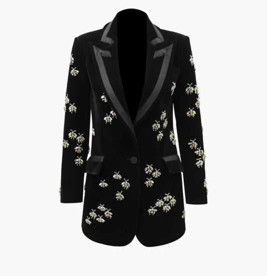 Crystal Velvet Black Blazer