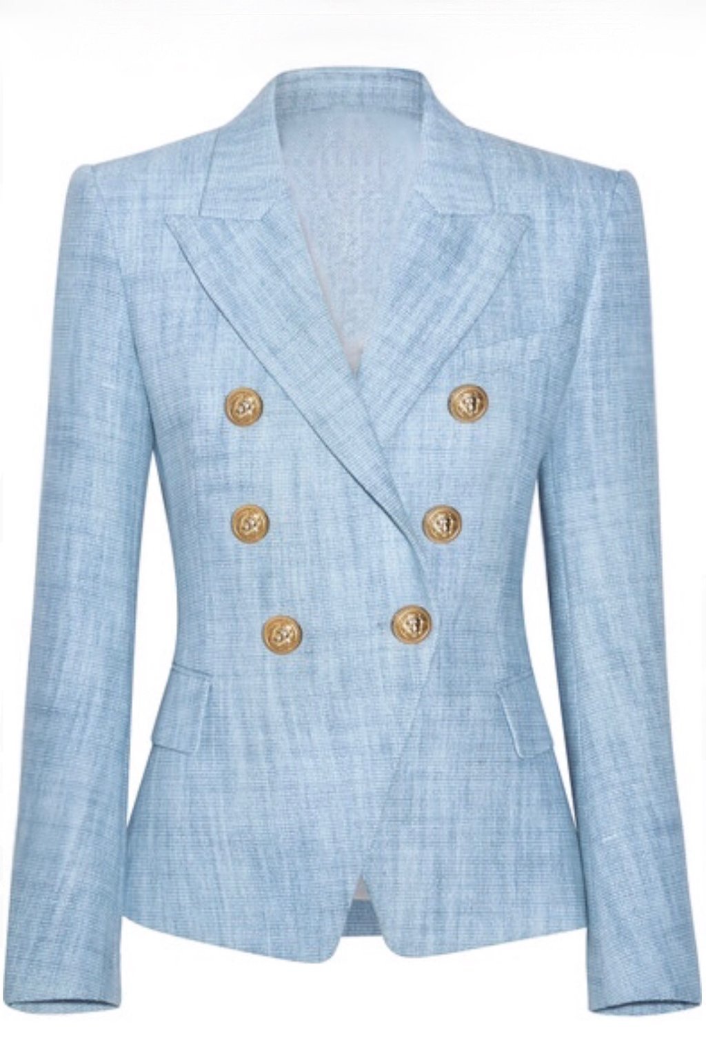 Denim Gold Button Blazer