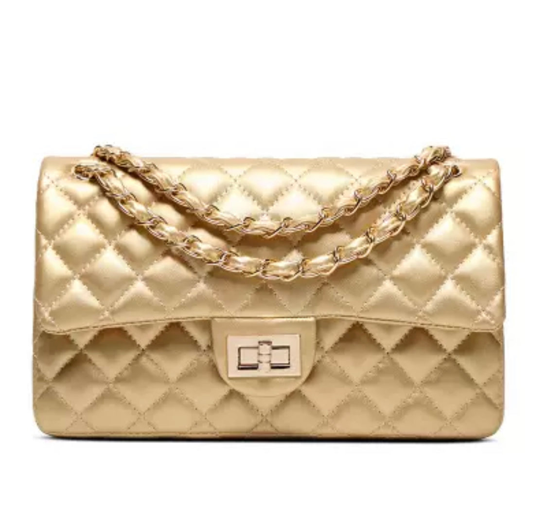 Reese Quilted Gold Bag