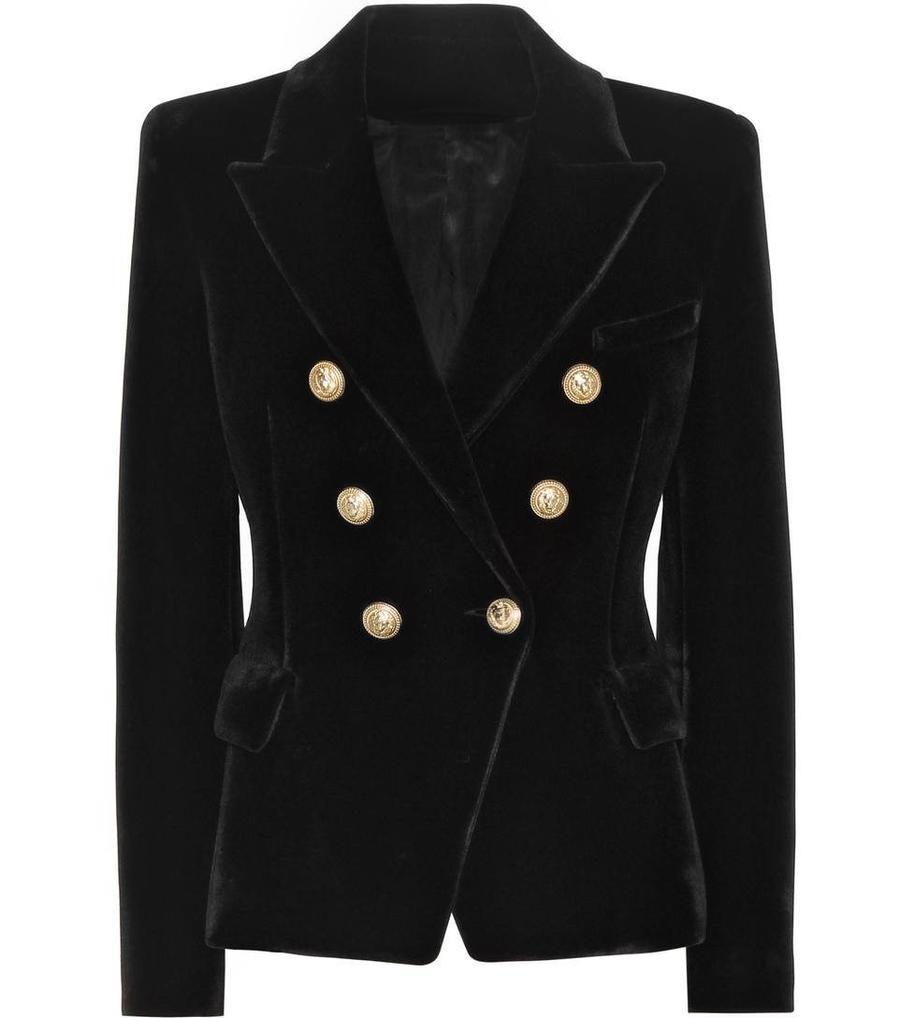 Velvet Gold Button Blazer