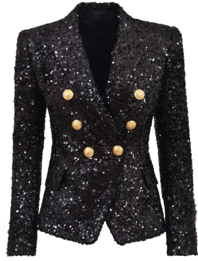 Sequin Gold Button Blazer