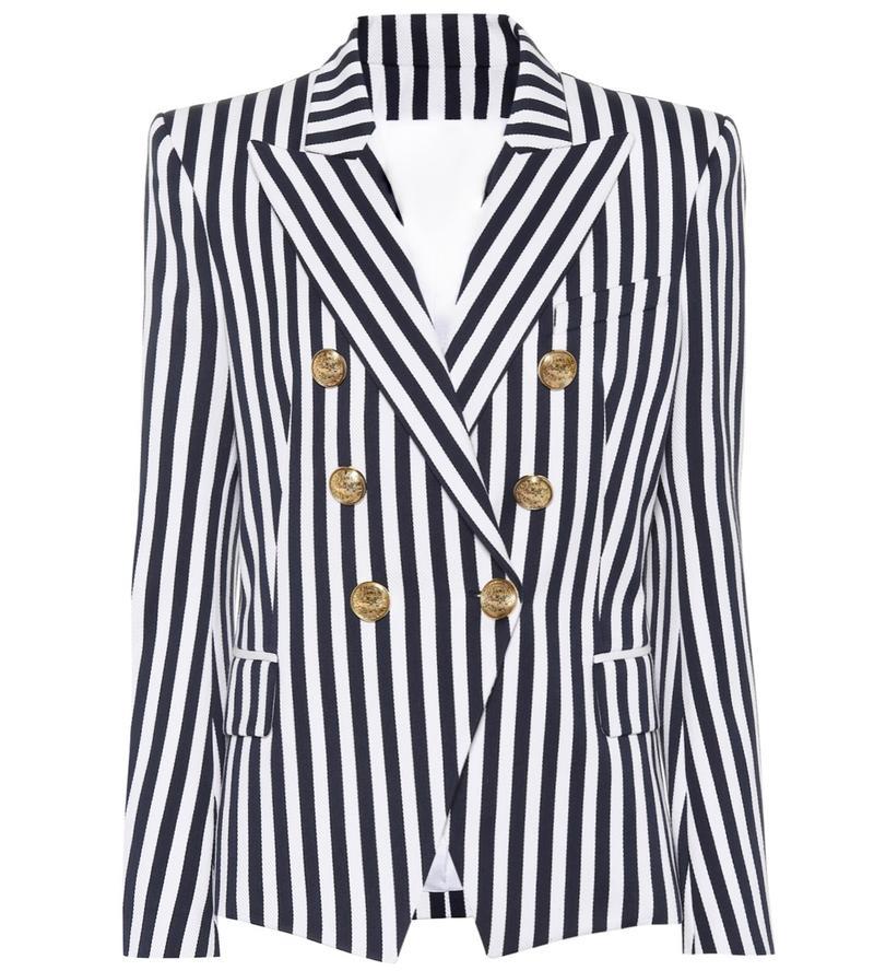 Striped Button Blazer