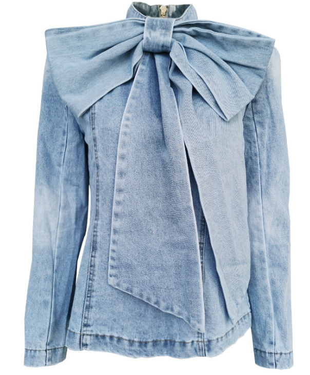 Denim Bow Blouse