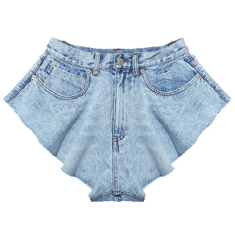 Denim Ruffle Shorts