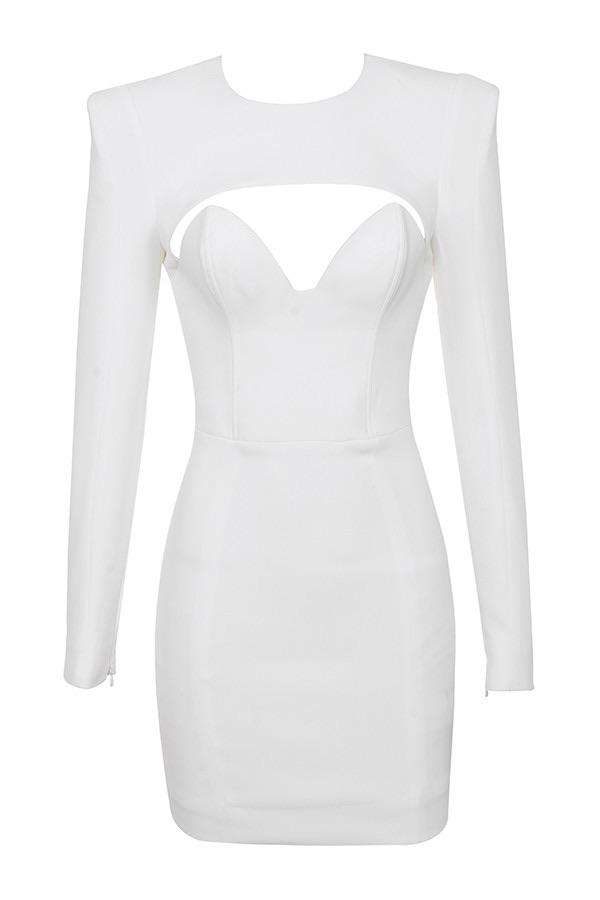 KYLIE CUTOUT MINI WHITE DRESS