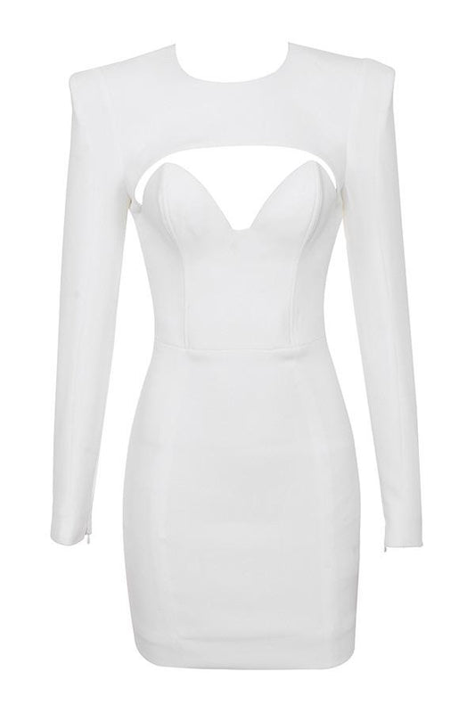 KYLIE CUTOUT MINI WHITE DRESS