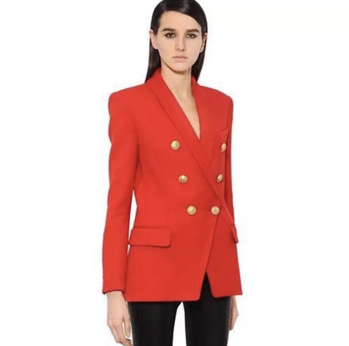 Gold Button Blazer 2 Colors Black/Red