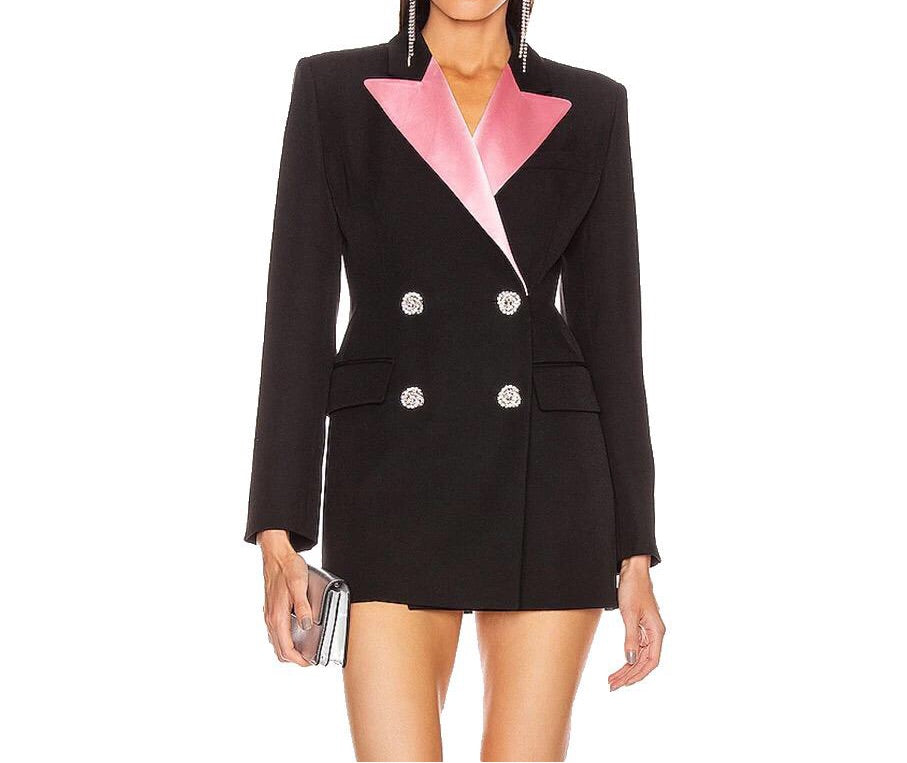 Black Pink Collard Blazer Mini Dress