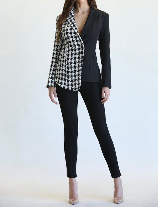 Houndstooth Tweed Two Tone Blazer