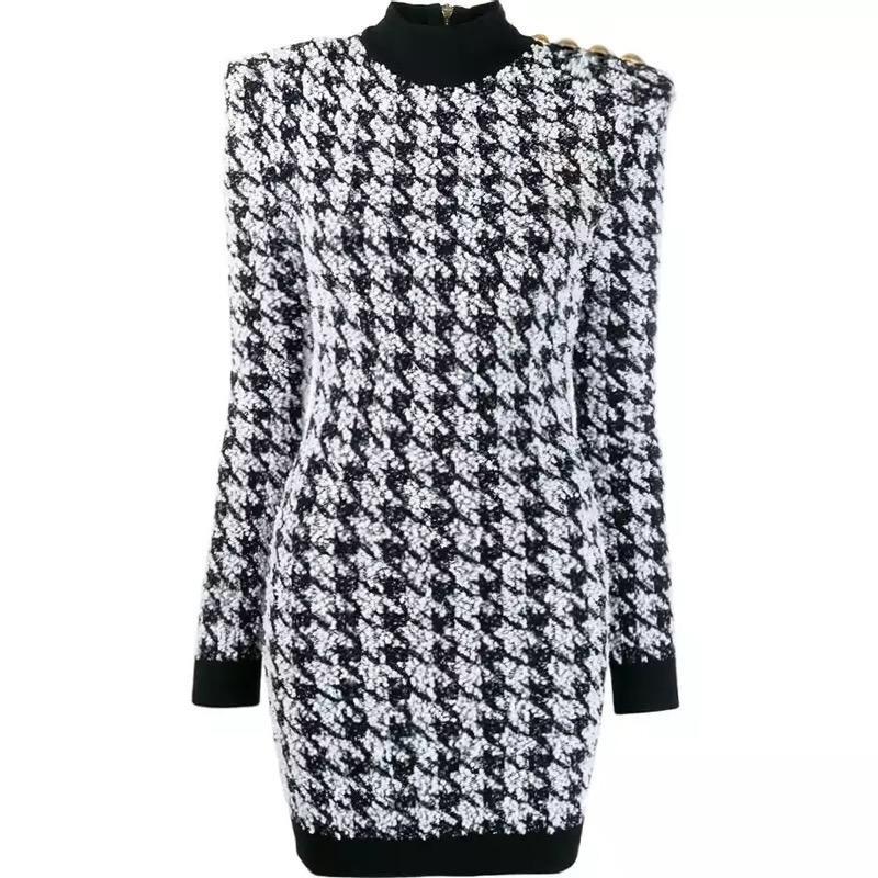 HOUNDSTOOTH MINI DRESS