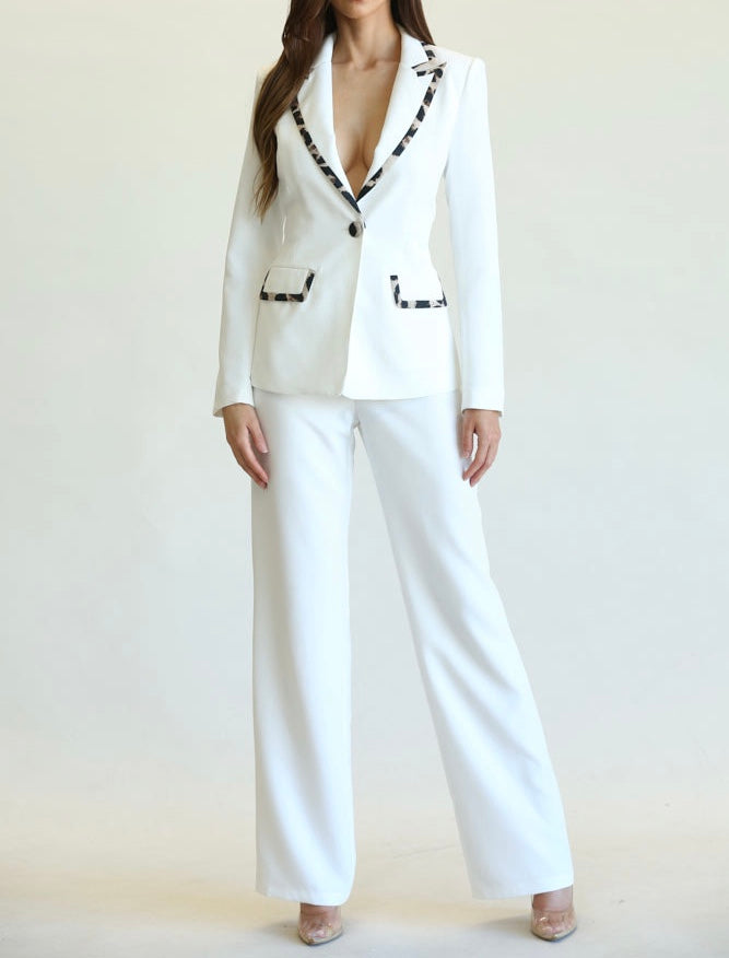 Single Button Off White Blazer & Pants