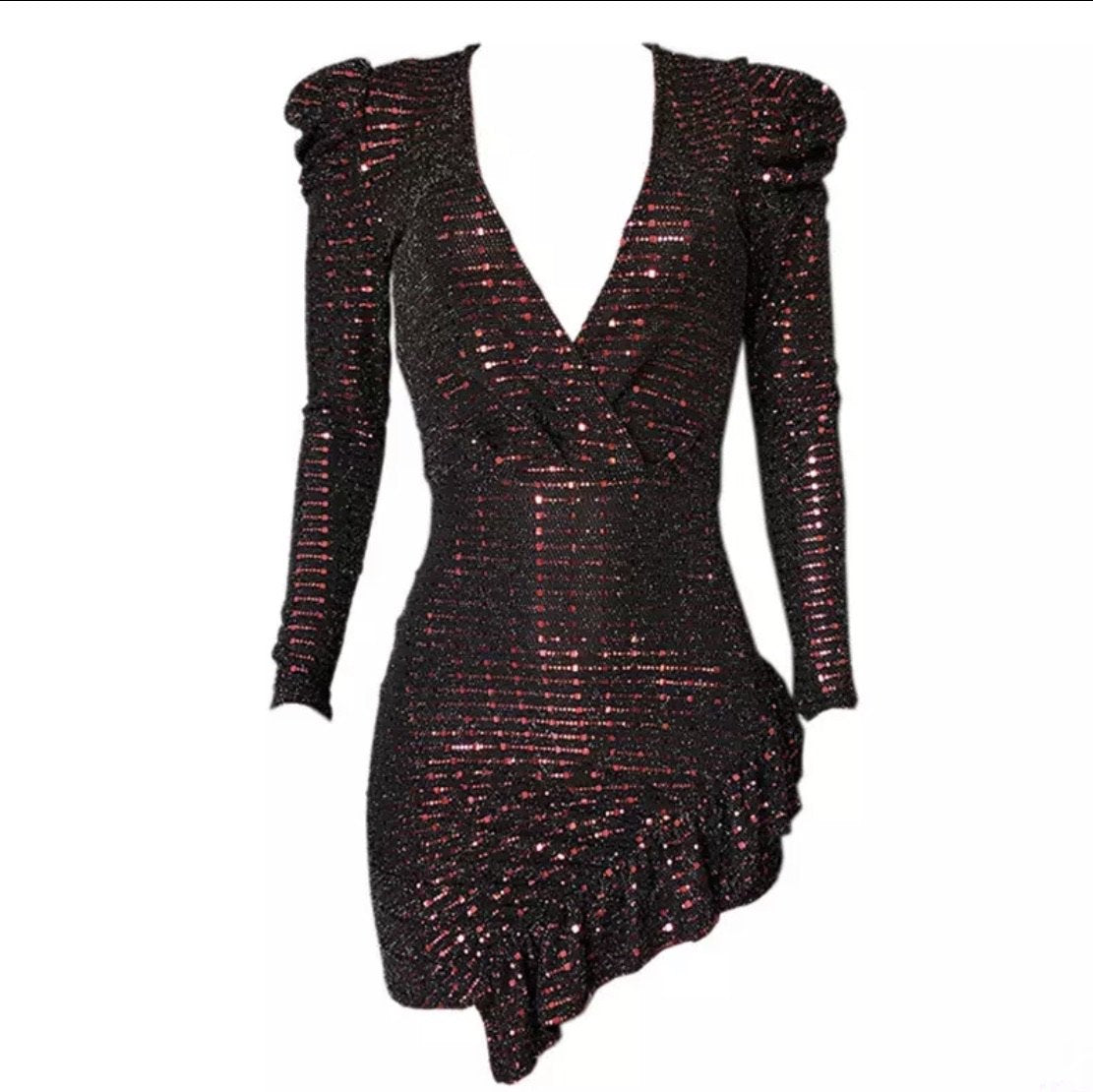 Shimmer Puff Mini Dress