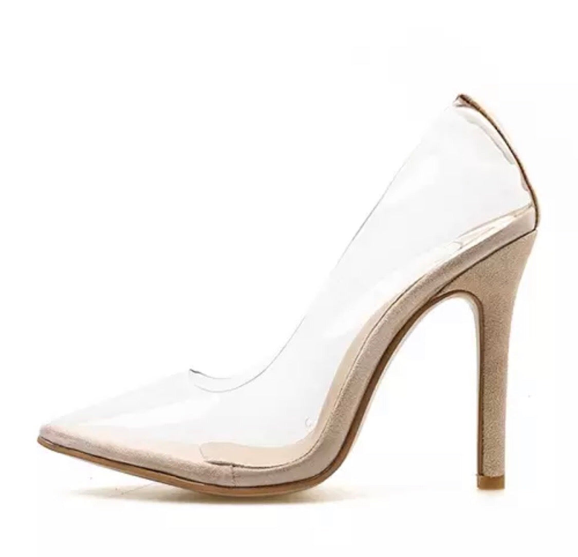 Nicole Khaki Plexi Shoe Pump