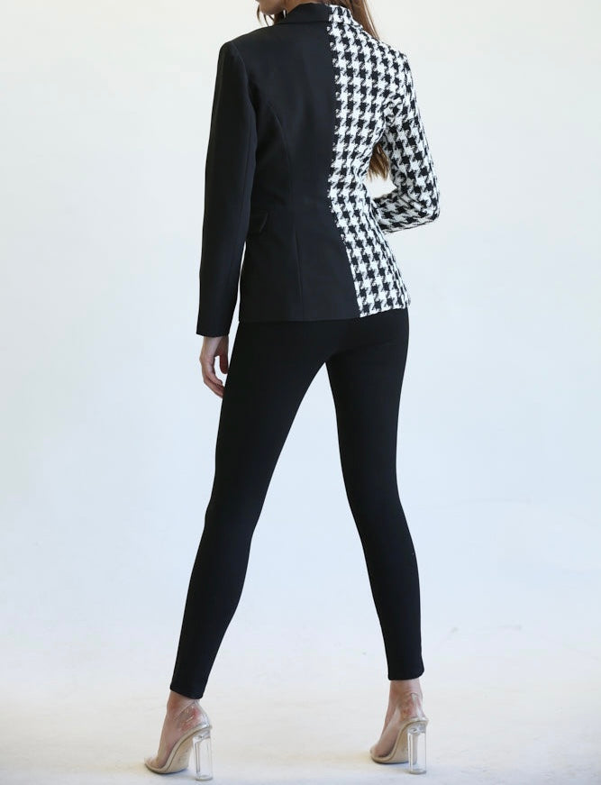 Houndstooth Tweed Two Tone Blazer