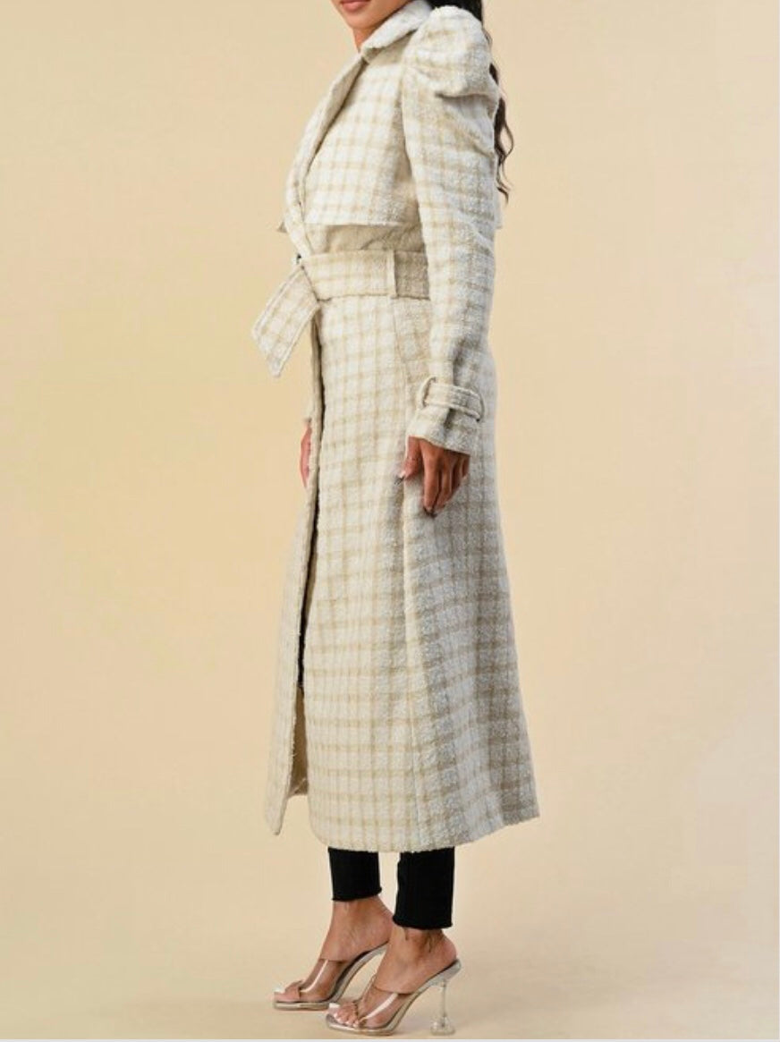 Puff Tweed Midi Dress Coat