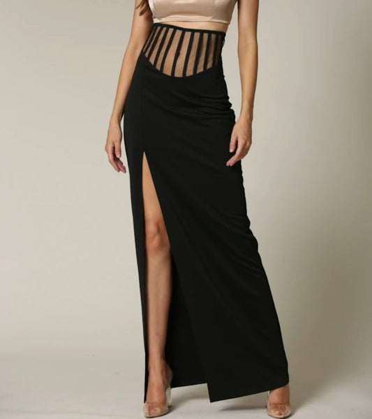 Split Black Corset Skirt