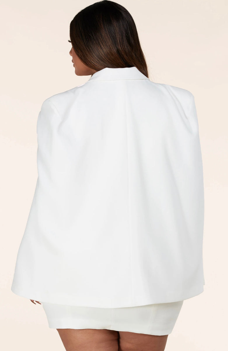 Off White Cape Belted Dress Plus Size