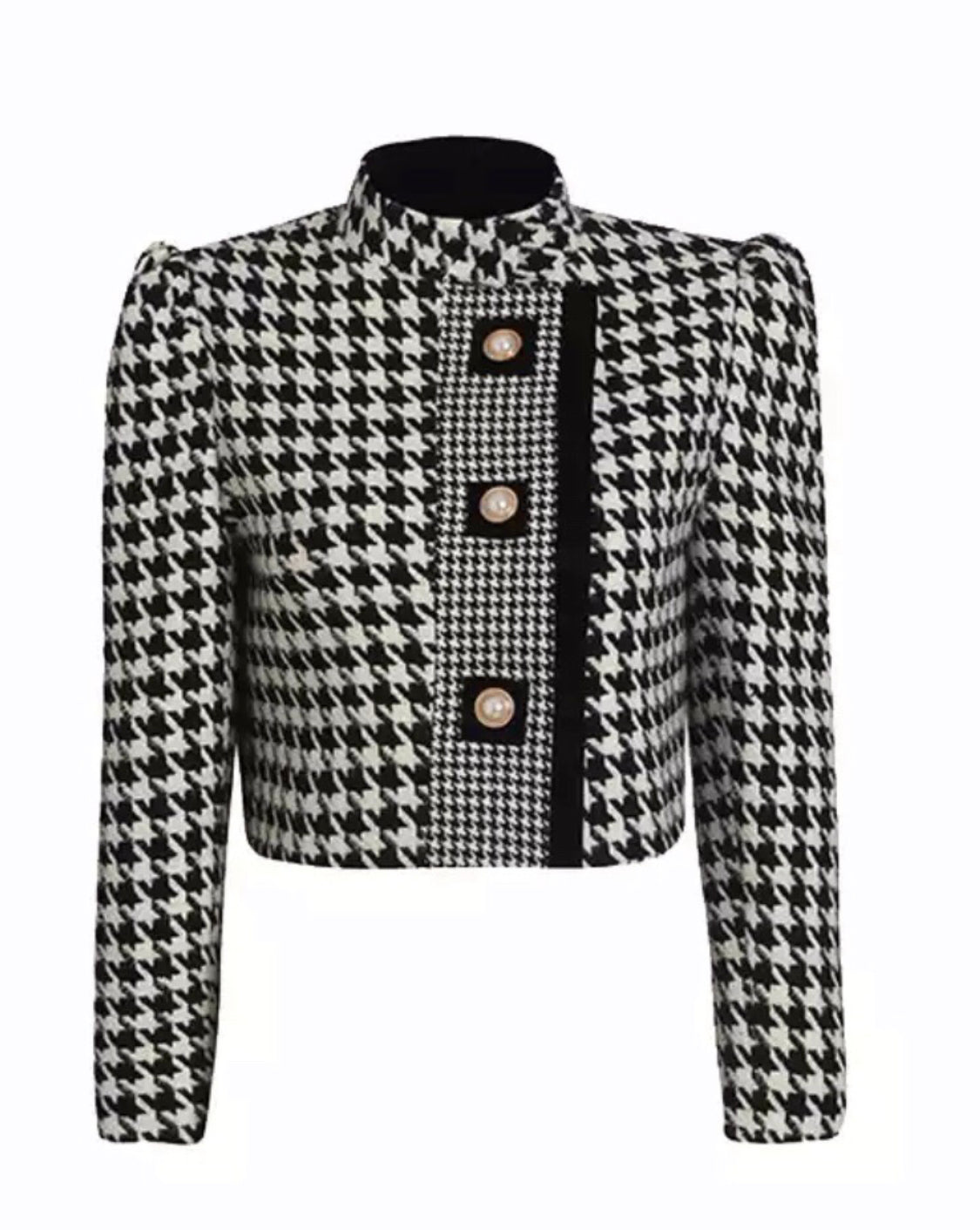 Abby Houndstooth Tweed Crop Jacket