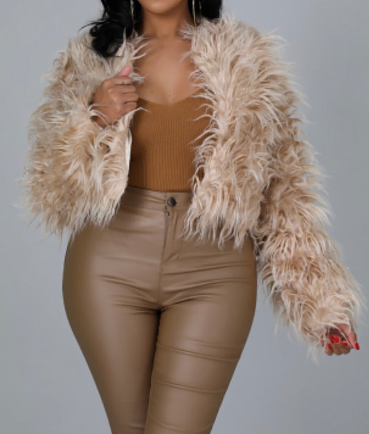 Taupe Faux Fur Jacket