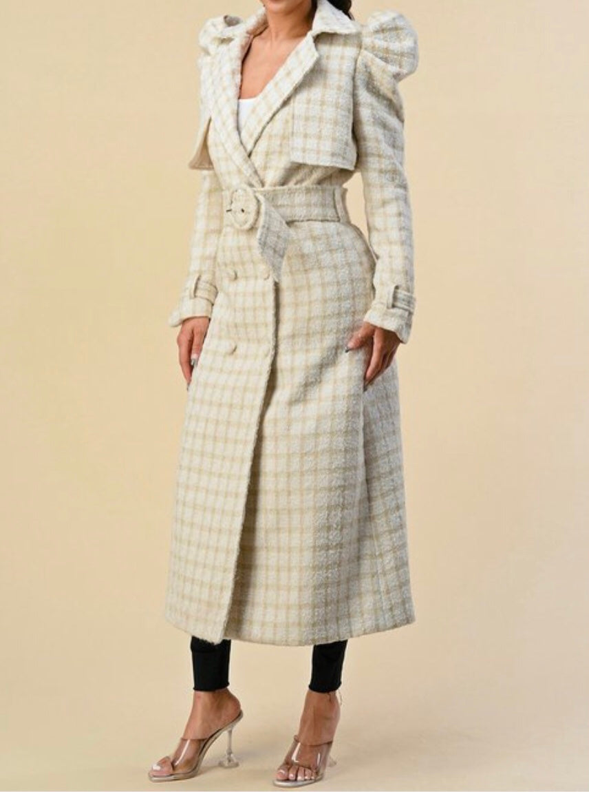 Puff Tweed Midi Dress Coat