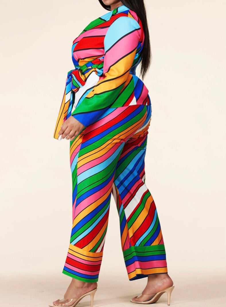 Multi Color Print Suit Sets Plus Size