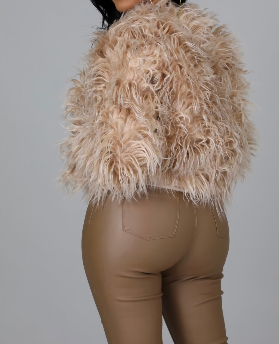 Taupe Faux Fur Jacket