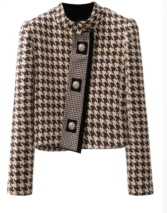 Abby Houndstooth Tweed Crop Jacket