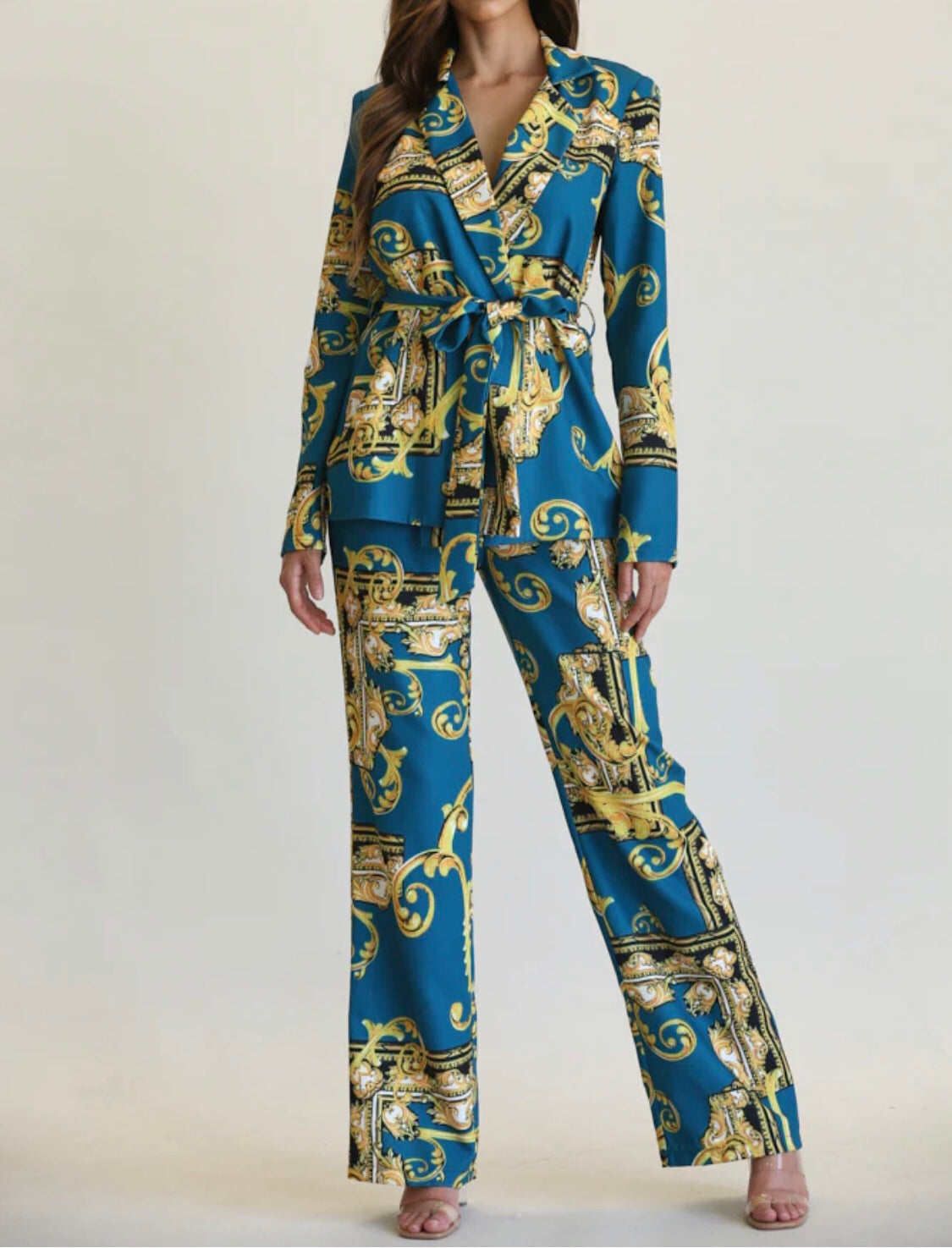 Baroque Print Blazer + Pant Set