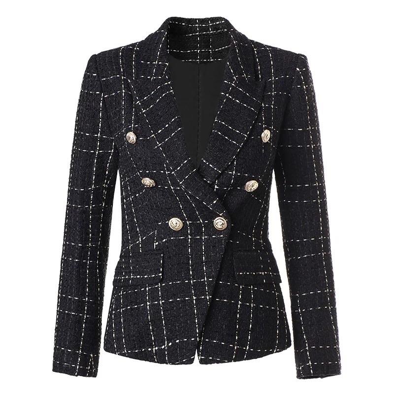 Tweed Plaid Black Blazer