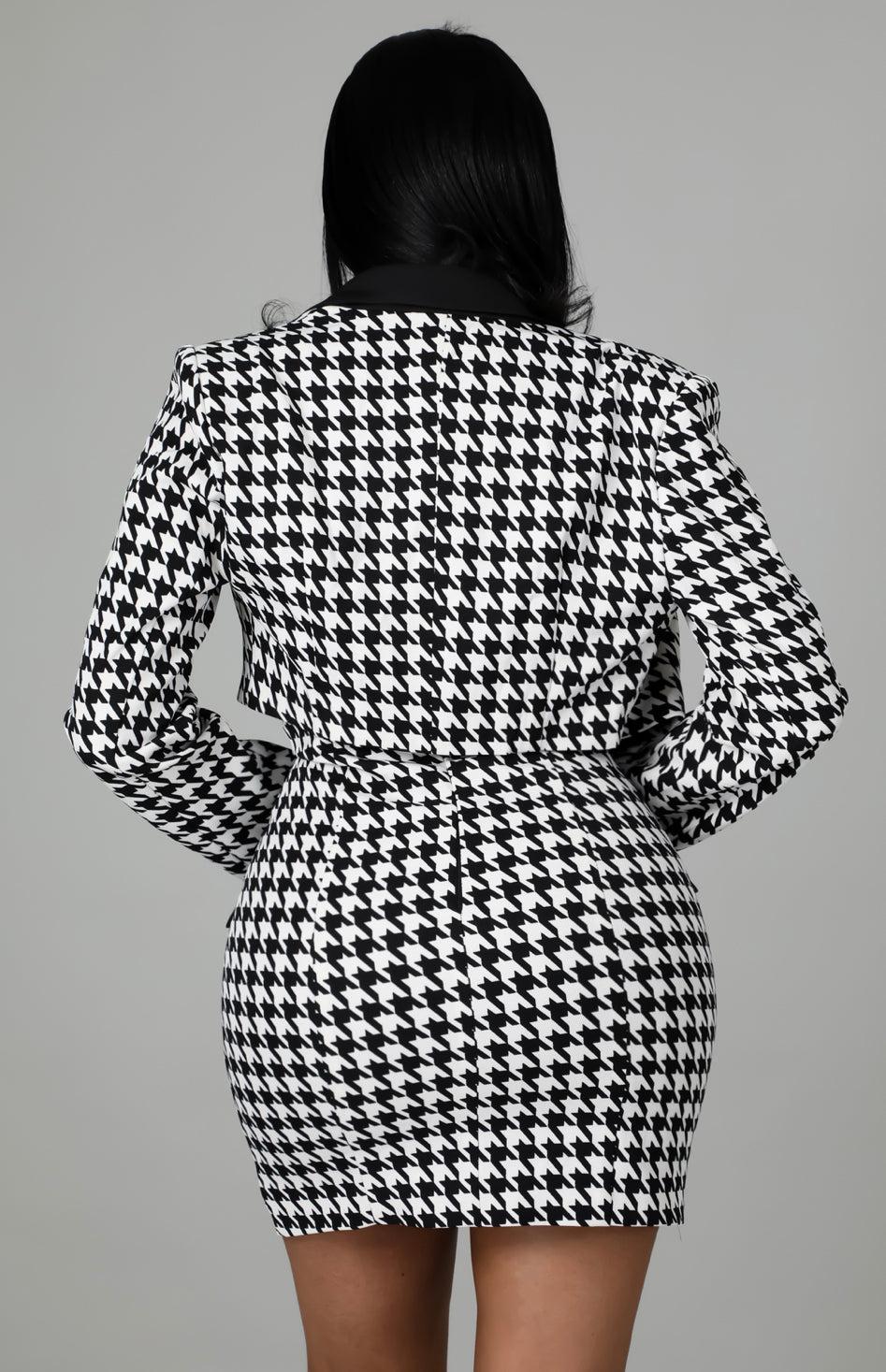 Houndstooth Crop Jacket & Mini Dress Sets