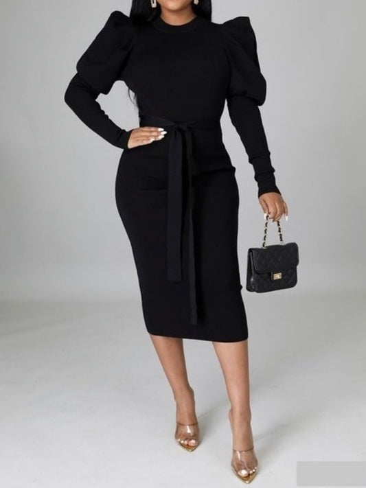 Puff Sleeve Black Dress