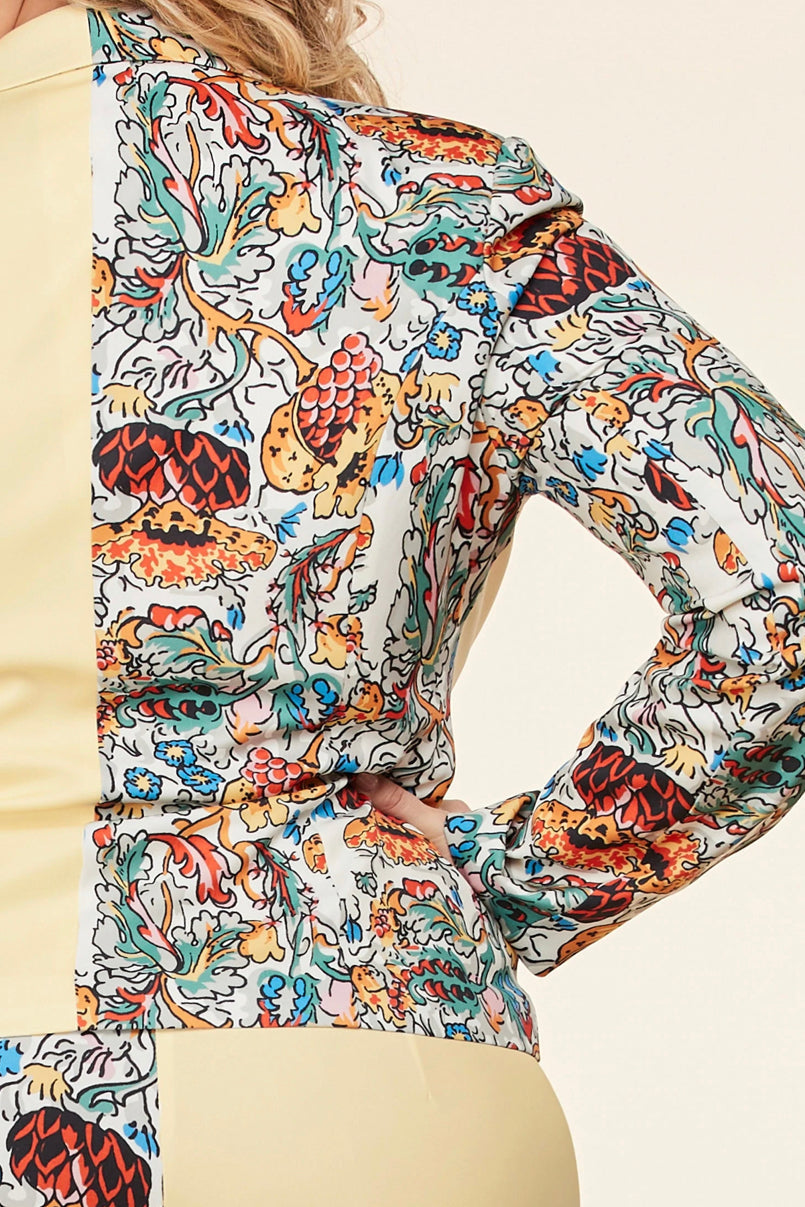 Multi Color Print Two Tone Suit Sets Plus Size