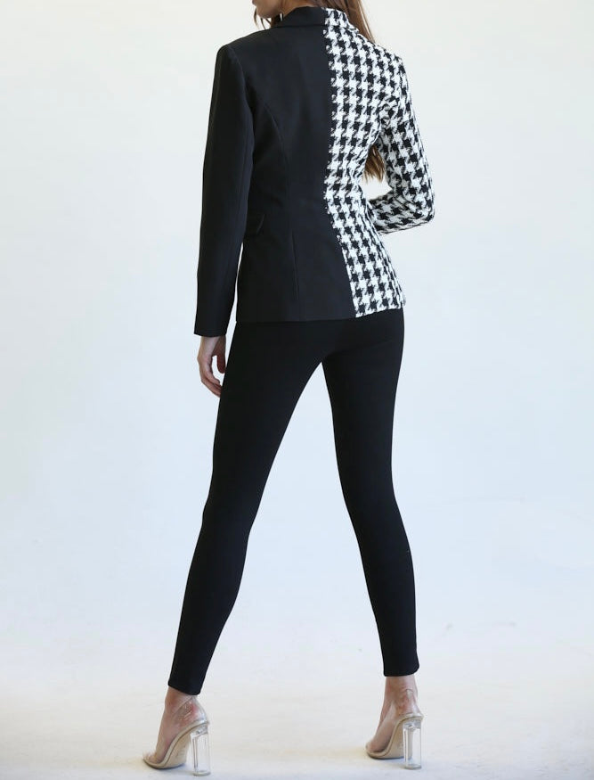 Houndstooth Tweed Two Tone Blazer